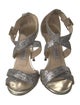 Jimmy Choo Leather Glitter Accents Sandals