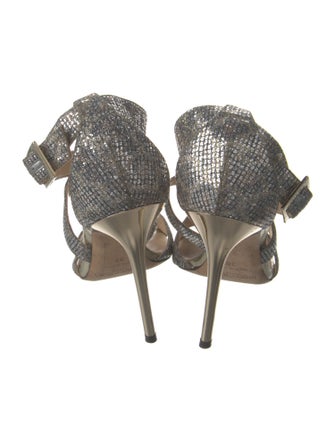 Jimmy Choo Leather Glitter Accents Sandals