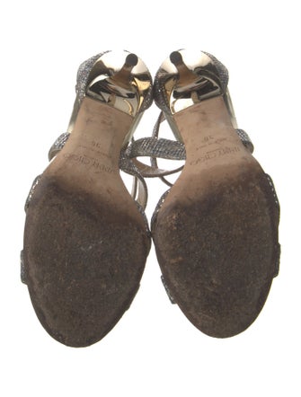 Jimmy Choo Leather Glitter Accents Sandals