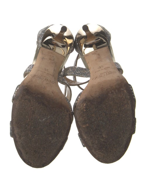 Jimmy Choo Leather Glitter Accents Sandals