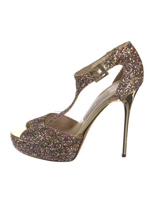 Jimmy Choo Glitter Glitter Accents T-Strap Pumps