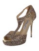 Jimmy Choo Glitter Glitter Accents T-Strap Pumps