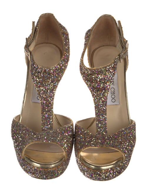 Jimmy Choo Glitter Glitter Accents T-Strap Pumps