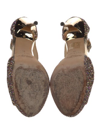Jimmy Choo Glitter Glitter Accents T-Strap Pumps