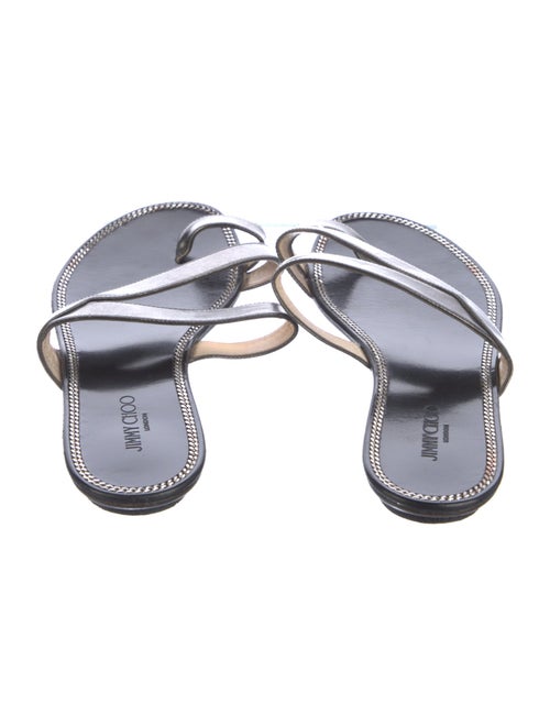 Jimmy Choo Leather Chain-Link Accents Slides