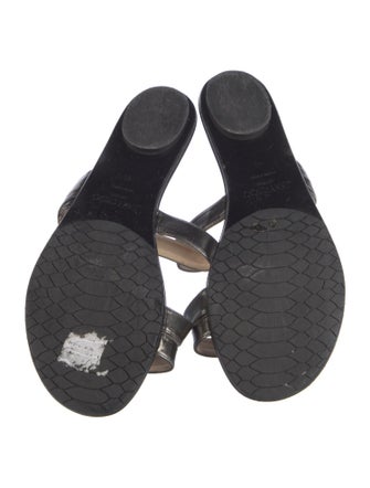 Jimmy Choo Leather Chain-Link Accents Slides