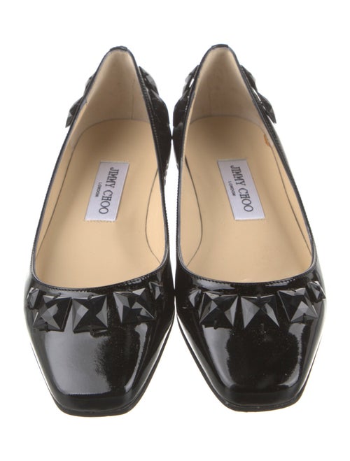 Jimmy Choo Patent Leather Studded Accents Ballet Flats