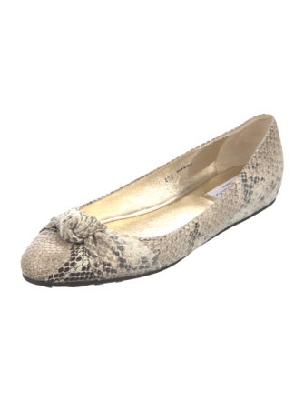 Jimmy Choo Embossed Leather Animal Print Flats