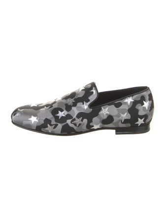 Jimmy Choo Camouflage Print Glitter Accents Loafers