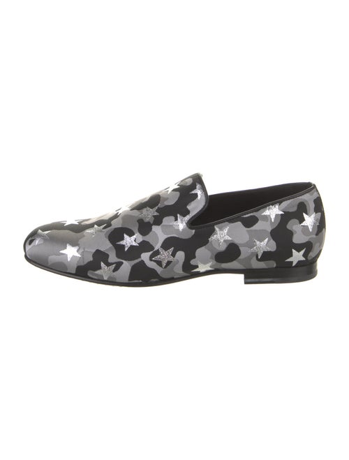 Jimmy Choo Camouflage Print Glitter Accents Loafers