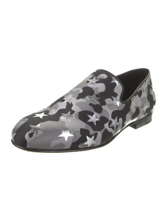 Jimmy Choo Camouflage Print Glitter Accents Loafers