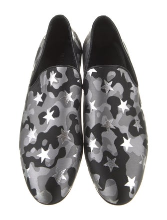 Jimmy Choo Camouflage Print Glitter Accents Loafers