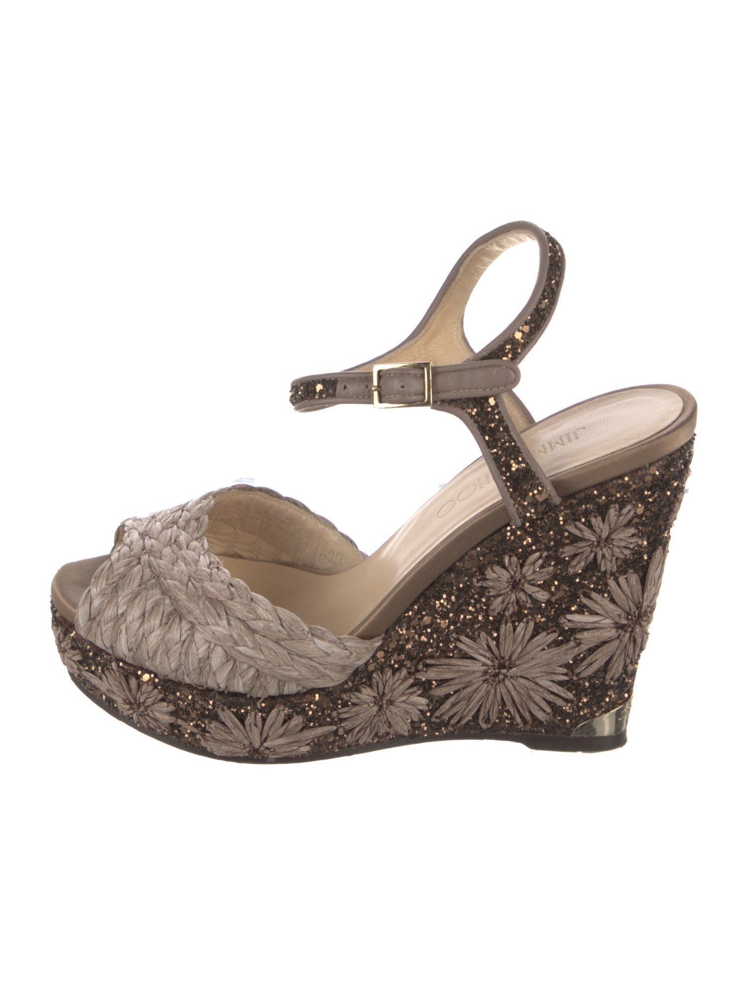 Jimmy Choo Jute Glitter Accents Espadrilles