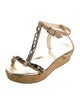 Jimmy Choo Suede Crystal Embellishments T-Strap Sandals