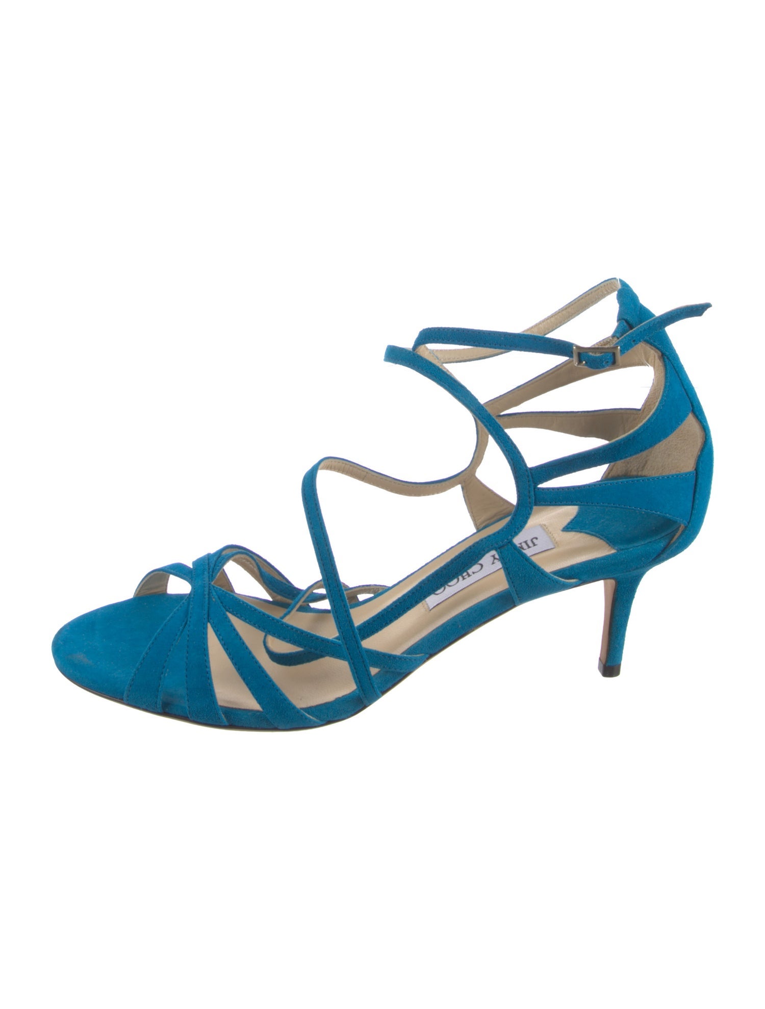 Jimmy Choo Suede Leather Trim Embellishment Sandals