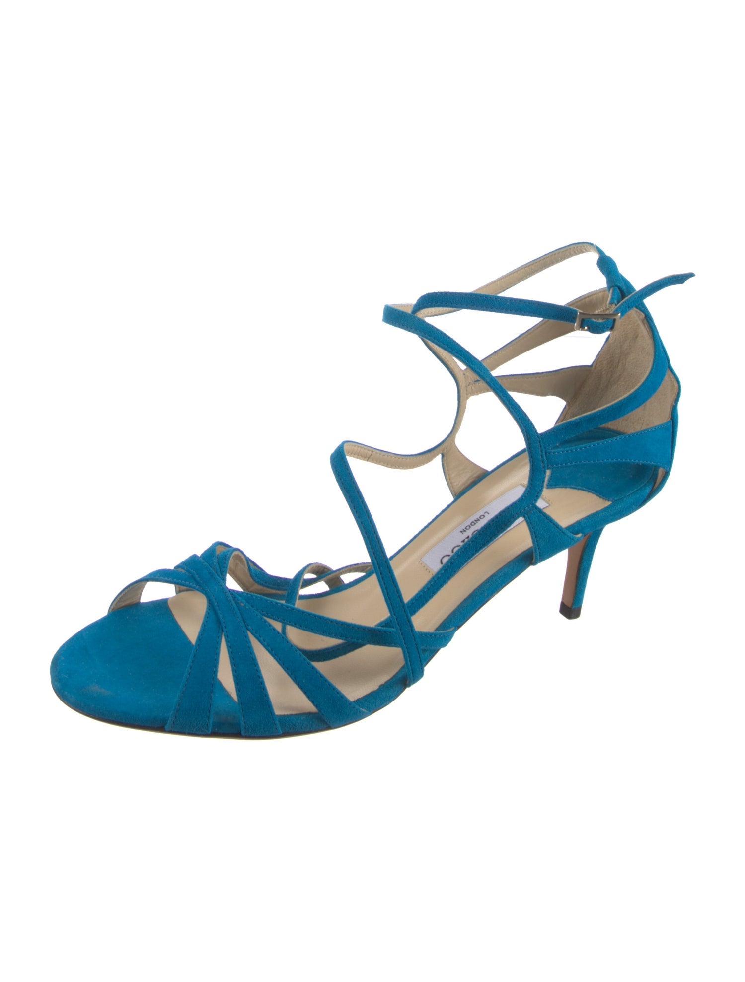 Jimmy Choo Suede Leather Trim Embellishment Sandals