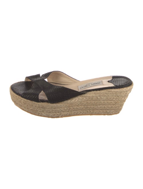 Jimmy Choo Jute Leather Trim Embellishment Espadrilles
