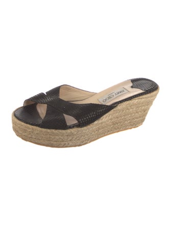 Jimmy Choo Jute Leather Trim Embellishment Espadrilles