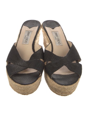 Jimmy Choo Jute Leather Trim Embellishment Espadrilles
