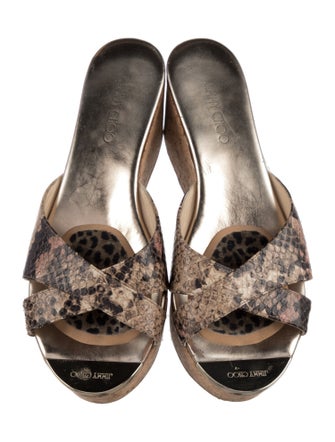 Jimmy Choo Leather Animal Print Slides