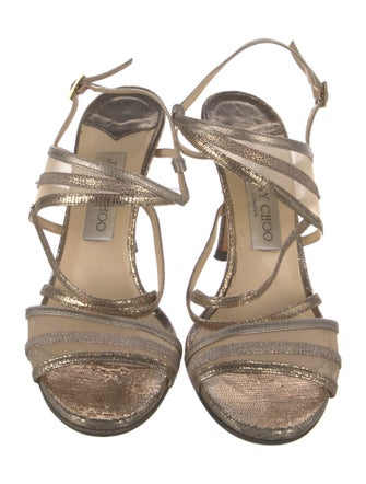 Jimmy Choo Leather Animal Print Slingback Sandals