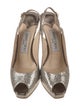 Jimmy Choo Leather Glitter Accents Slingback Pumps