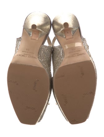 Jimmy Choo Leather Glitter Accents Slingback Pumps