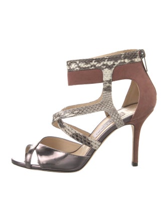 Jimmy Choo Leather Animal Print T-Strap Pumps