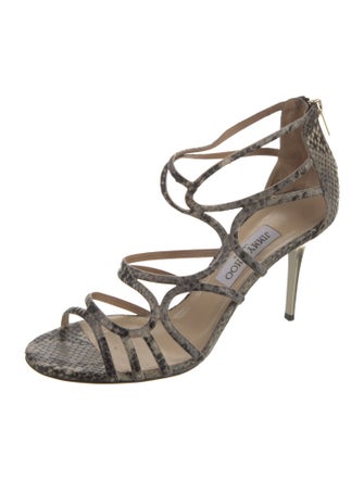 Jimmy Choo Leather Animal Print Sandals