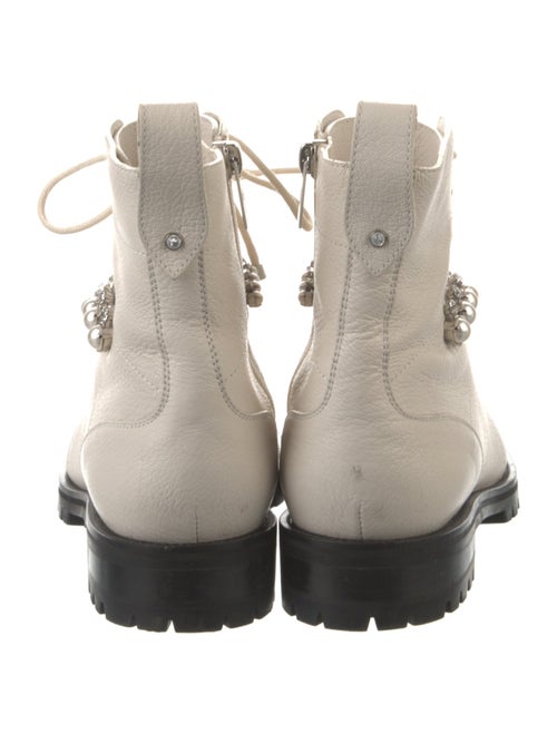 Jimmy Choo Leather Crystal Embellishments Combat Boots