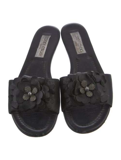 Jimmy Choo Leather Crystal Embellishments Slides
