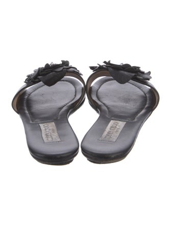 Jimmy Choo Leather Crystal Embellishments Slides