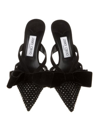 Jimmy Choo Suede Mesh Accents Mules