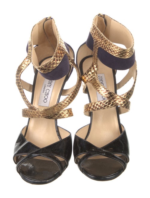 Jimmy Choo Leather Colorblock Pattern Sandals