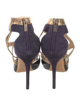 Jimmy Choo Leather Colorblock Pattern Sandals