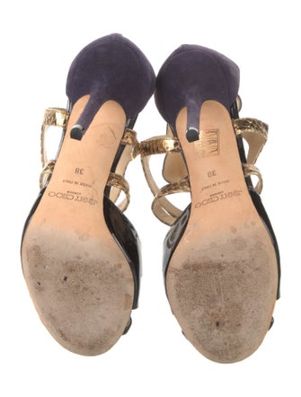 Jimmy Choo Leather Colorblock Pattern Sandals
