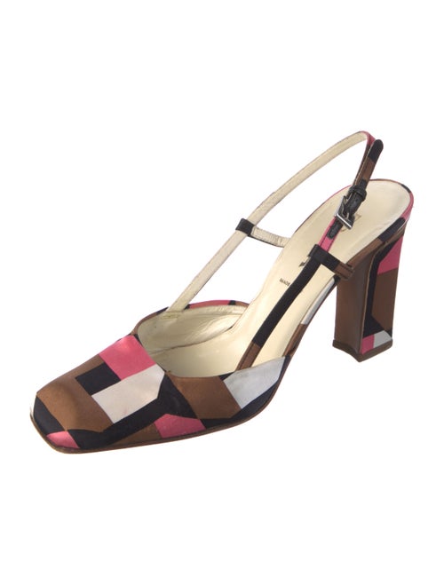 Jimmy Choo Satin Colorblock Pattern Slingback Pumps