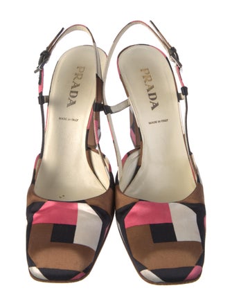 Jimmy Choo Satin Colorblock Pattern Slingback Pumps