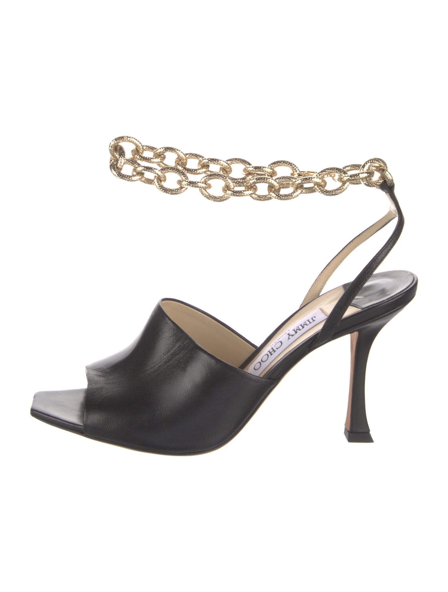 Jimmy Choo Leather Chain-Link Accents Slingback Sandals