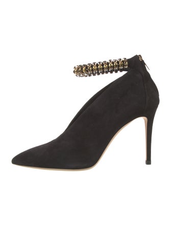 Jimmy Choo Suede Crystal Embellishments Pumps