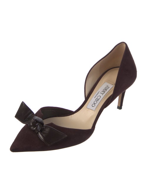 Jimmy Choo Suede Bow Accents D'Orsay Pumps