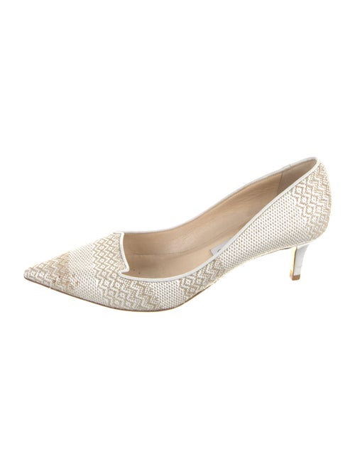Jimmy Choo Patterned Leather Trim Embellishment Pumps