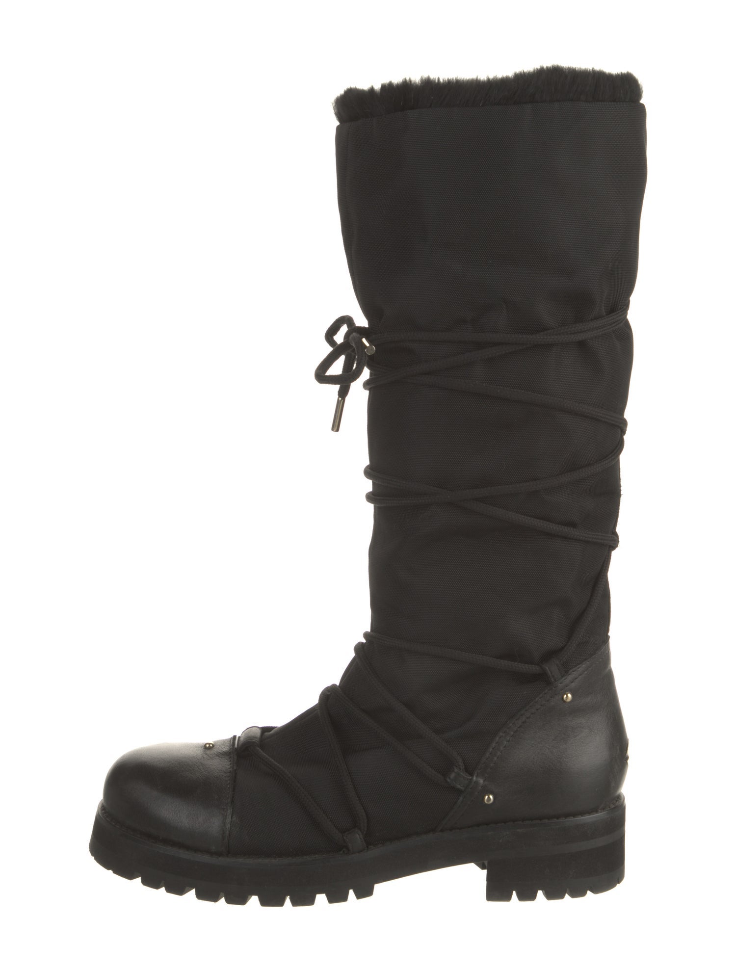Jimmy Choo Nylon Leather Trim Embellishment Combat Boots