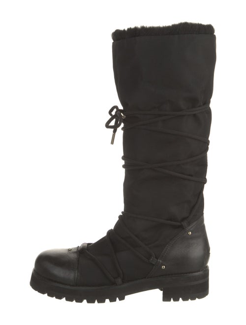 Jimmy Choo Nylon Leather Trim Embellishment Combat Boots
