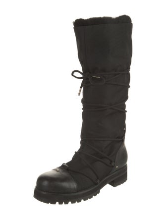 Jimmy Choo Nylon Leather Trim Embellishment Combat Boots