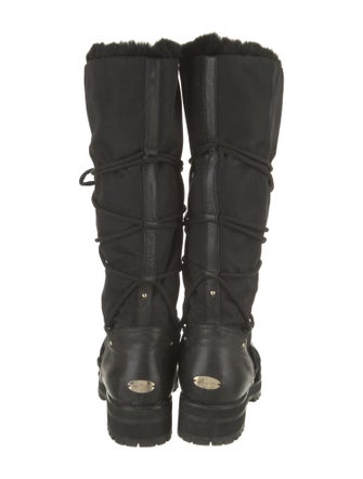 Jimmy Choo Nylon Leather Trim Embellishment Combat Boots