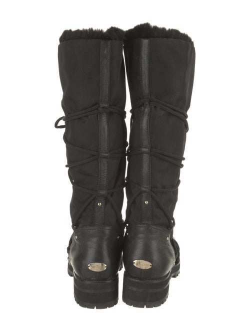 Jimmy Choo Nylon Leather Trim Embellishment Combat Boots