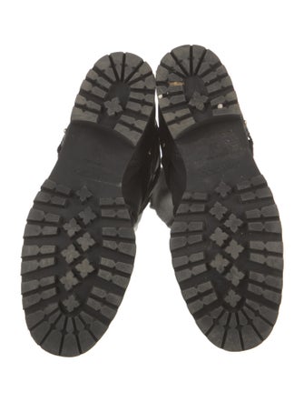 Jimmy Choo Nylon Leather Trim Embellishment Combat Boots