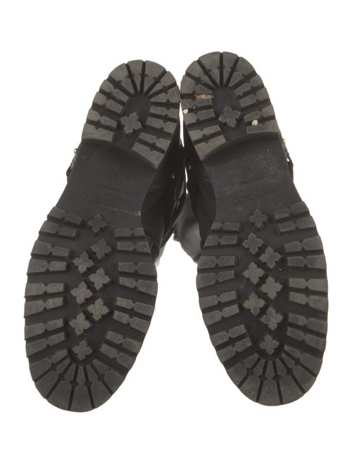 Jimmy Choo Nylon Leather Trim Embellishment Combat Boots