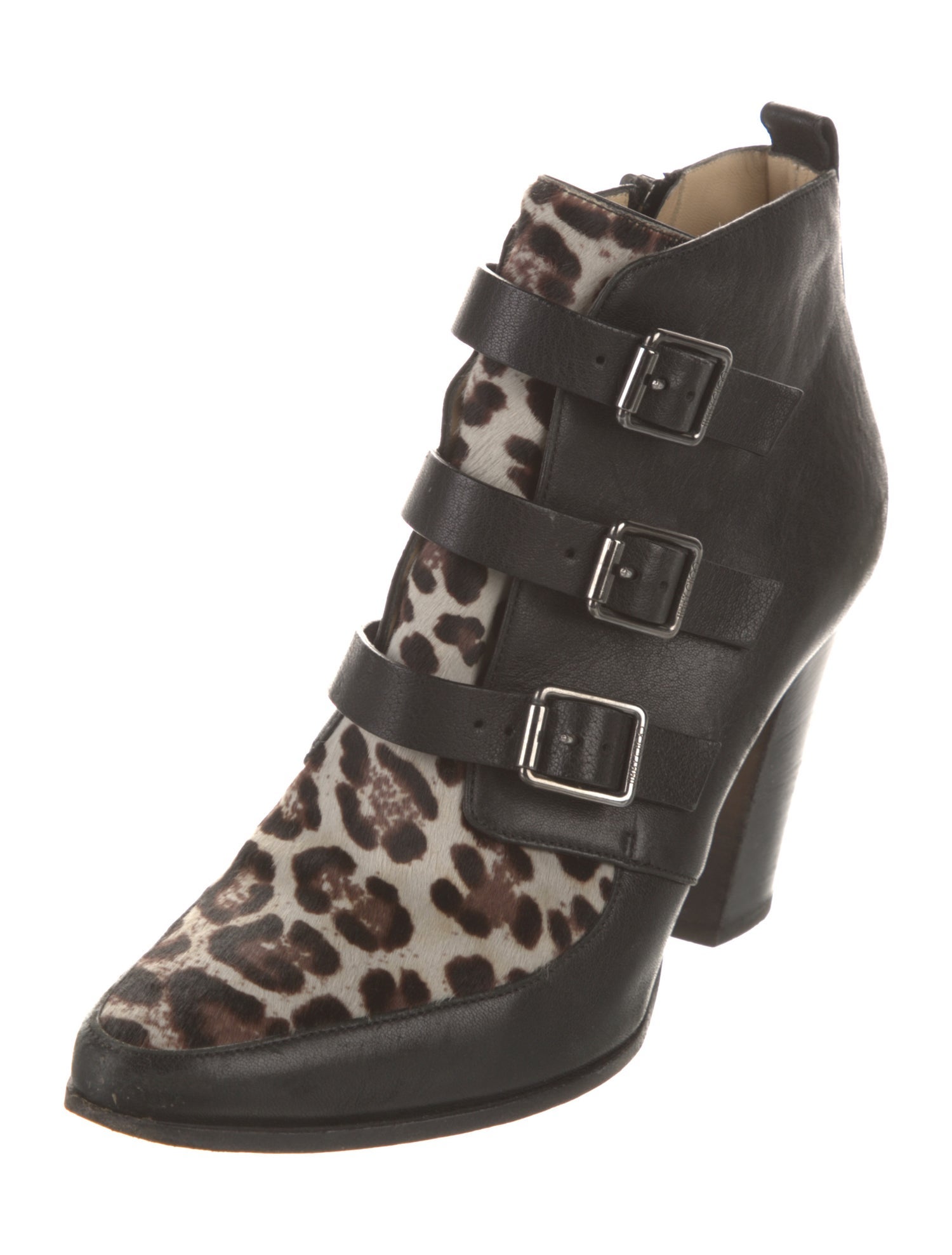 Jimmy Choo Leather Animal Print Lace-Up Boots